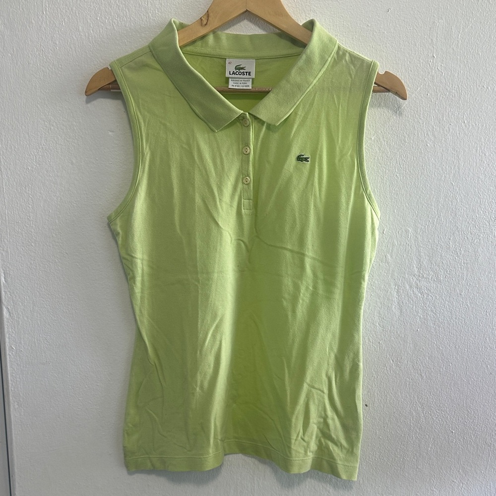 Lacoste Women's Light Green Sleeveless Polo Top